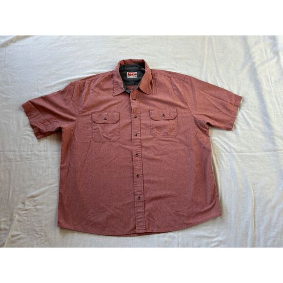 Men's Wrangler 2XL Short Sleeve Shirt Lot of Two, Red/Salmon. Button Down - Picture 4 of 10